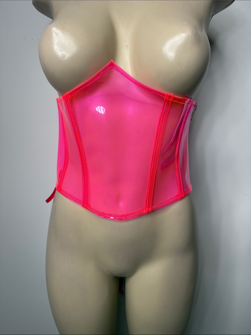 AKIRA Hot Pink Vinyl Corset Waist Cincher